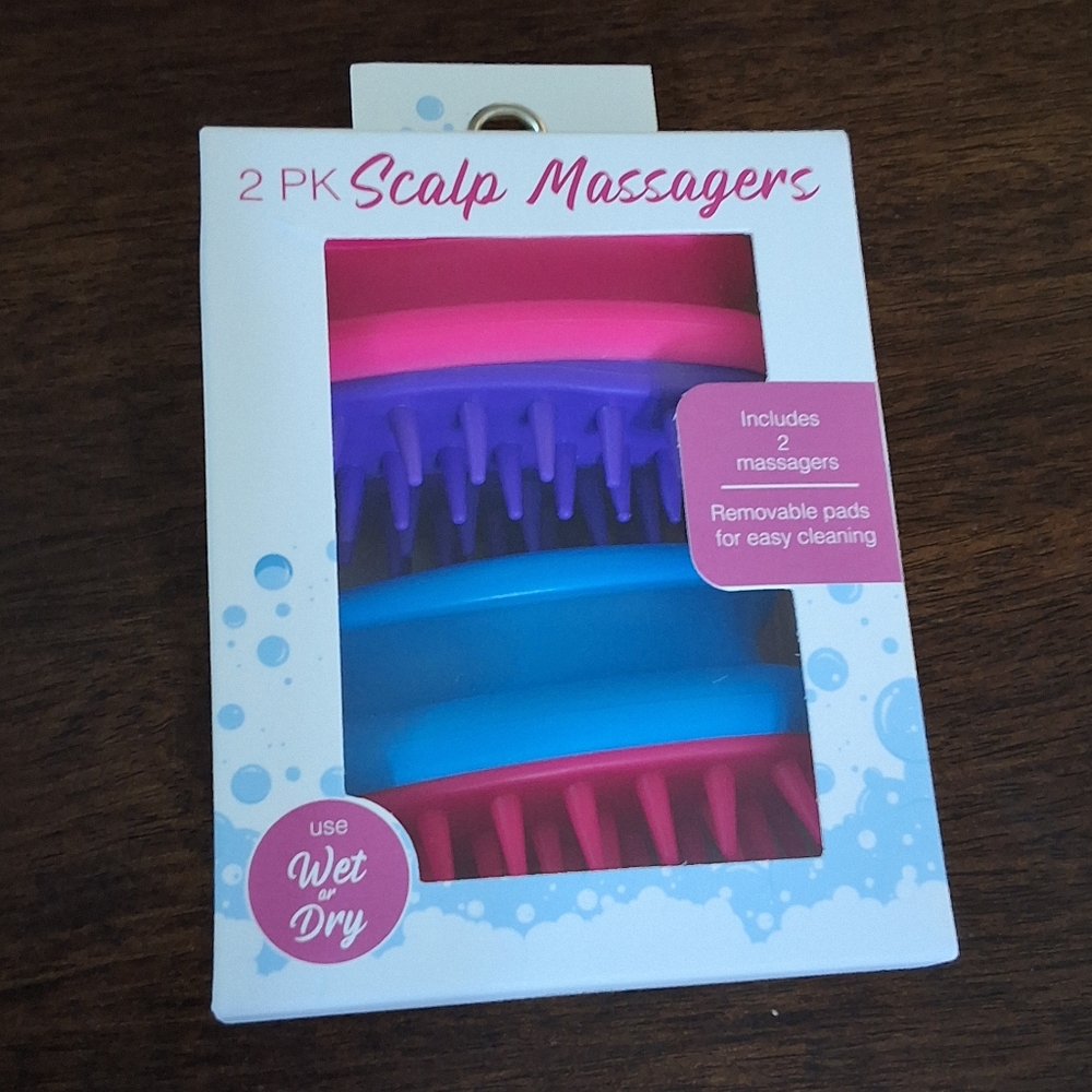 BellaPro Scalp Massagers 2-Pack - Pink and Blue, New In Package
